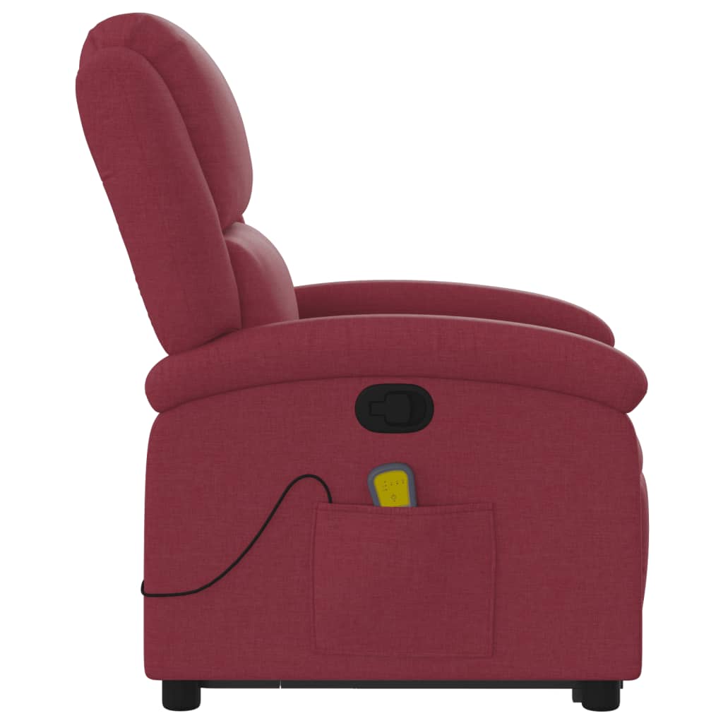 Fauteuil inclinable de massage Rouge bordeaux Tissu Fauteuils vidaXL   