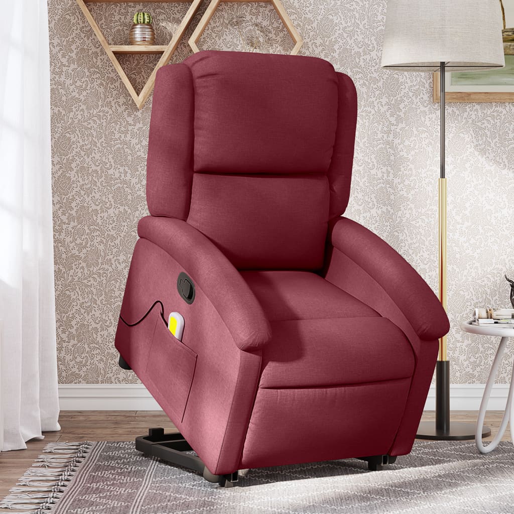 Fauteuil inclinable de massage Rouge bordeaux Tissu Fauteuils vidaXL   