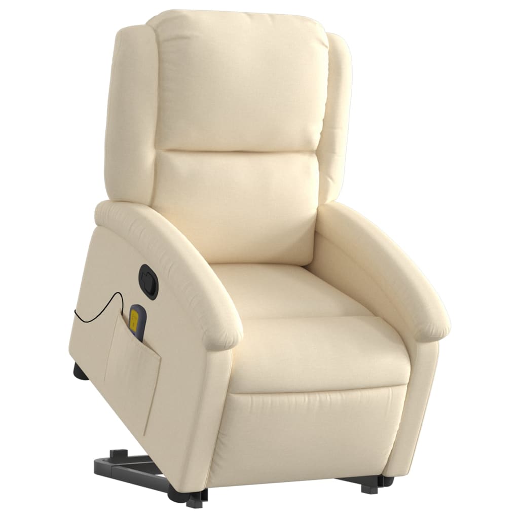 Fauteuil inclinable de massage Crème Tissu Fauteuils vidaXL   