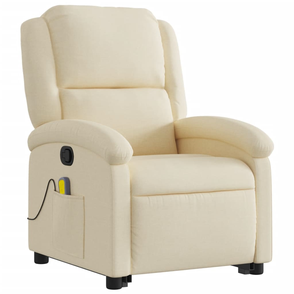 Fauteuil inclinable de massage Crème Tissu Fauteuils vidaXL   