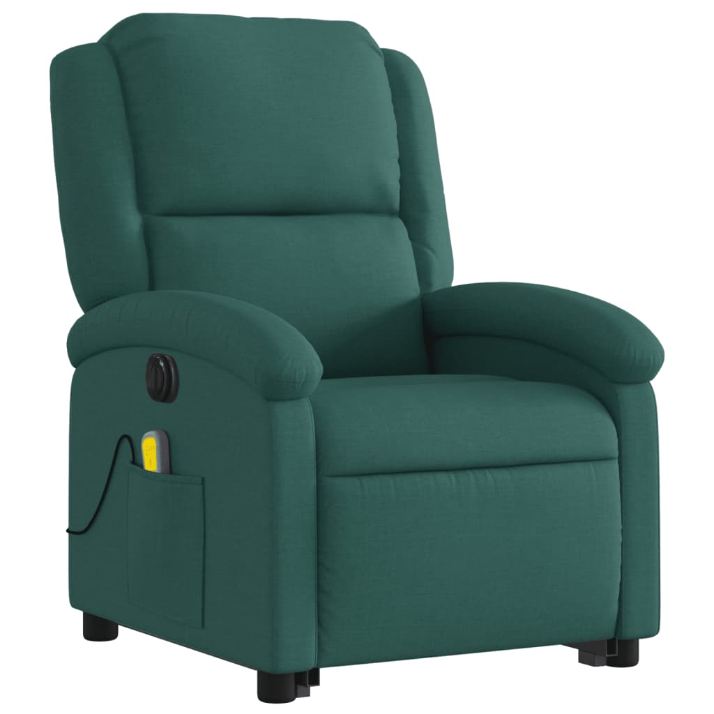 Fauteuil inclinable de massage électrique Vert foncé Tissu Fauteuils vidaXL   