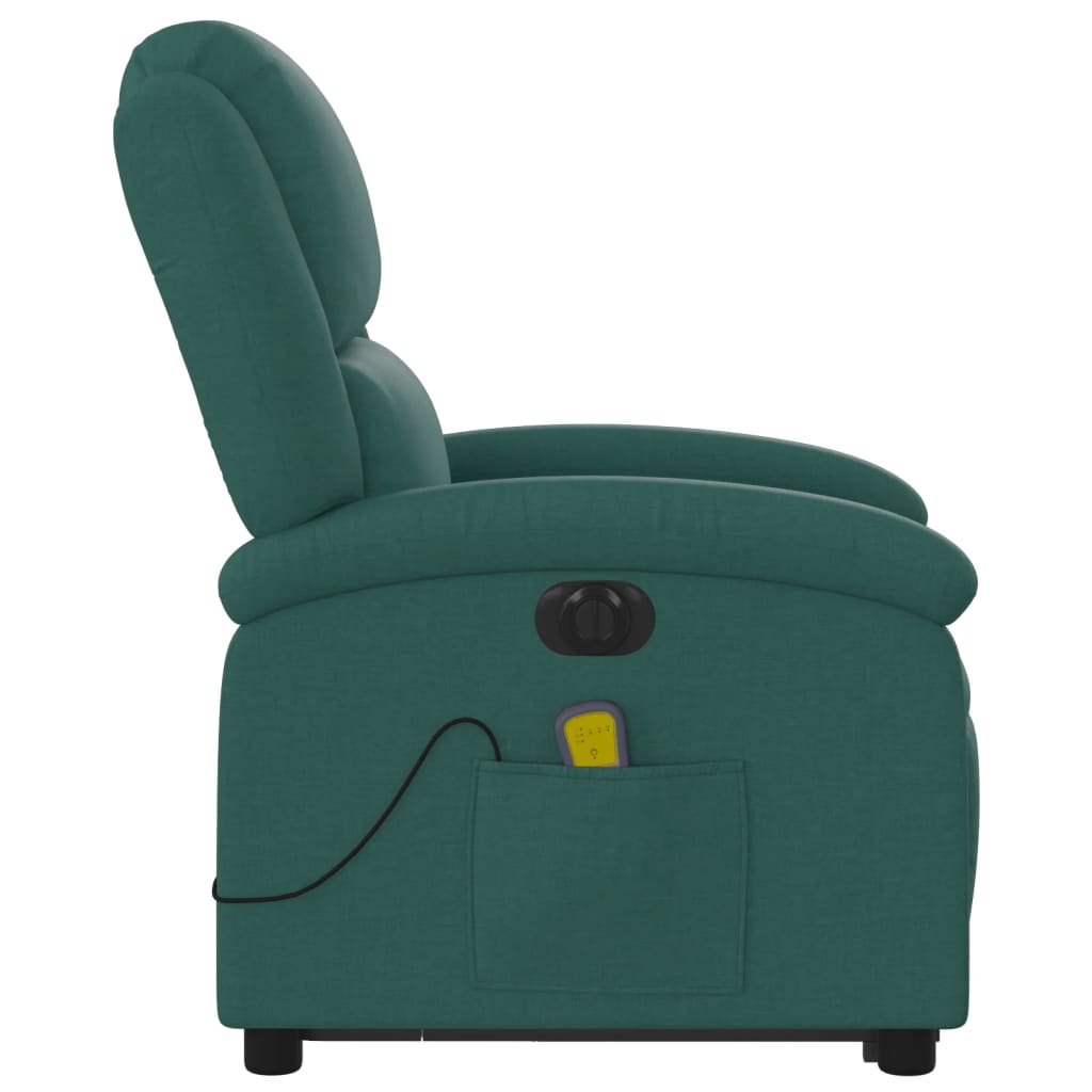 Fauteuil inclinable de massage électrique Vert foncé Tissu Fauteuils vidaXL   