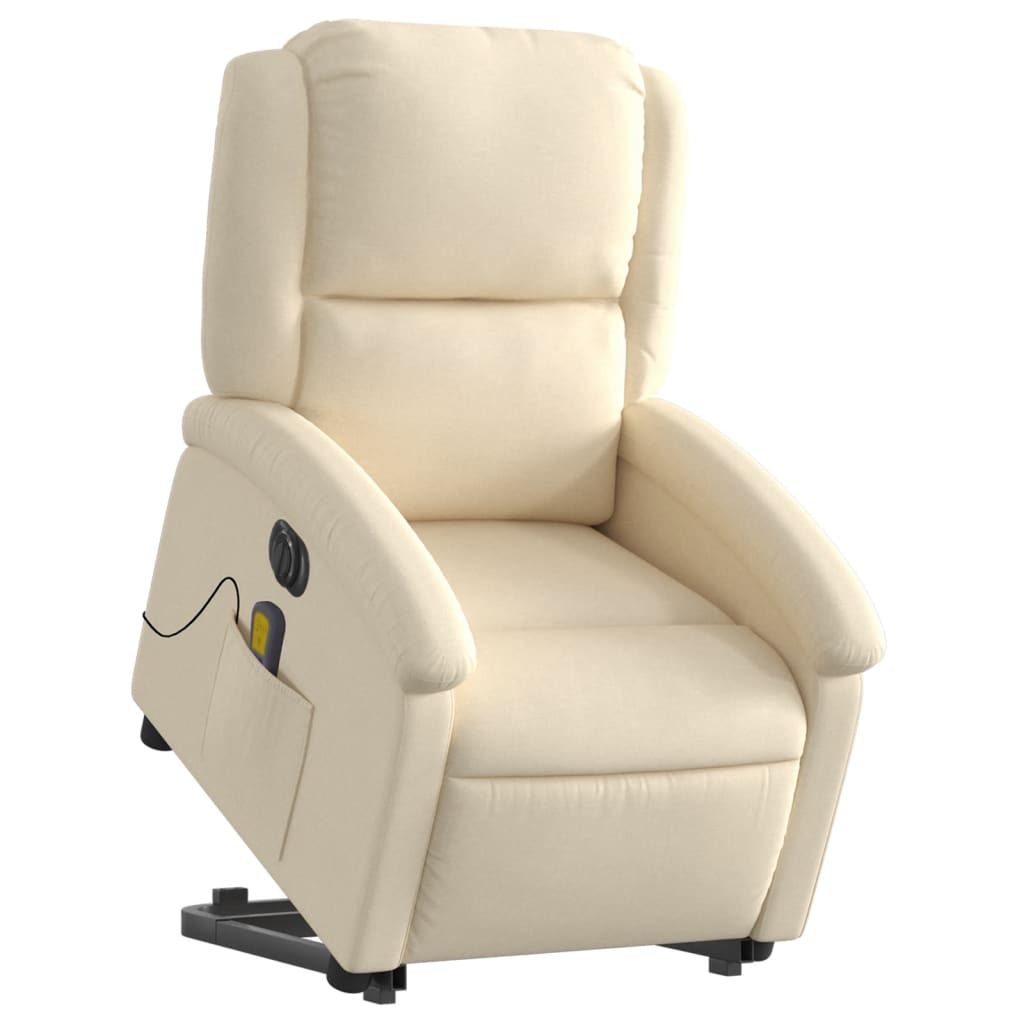 Fauteuil inclinable de massage électrique Crème Tissu Fauteuils vidaXL   