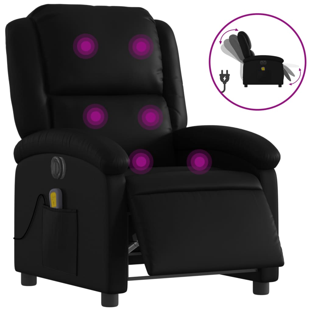 Fauteuil de massage inclinable électrique noir similicuir Fauteuils vidaXL   