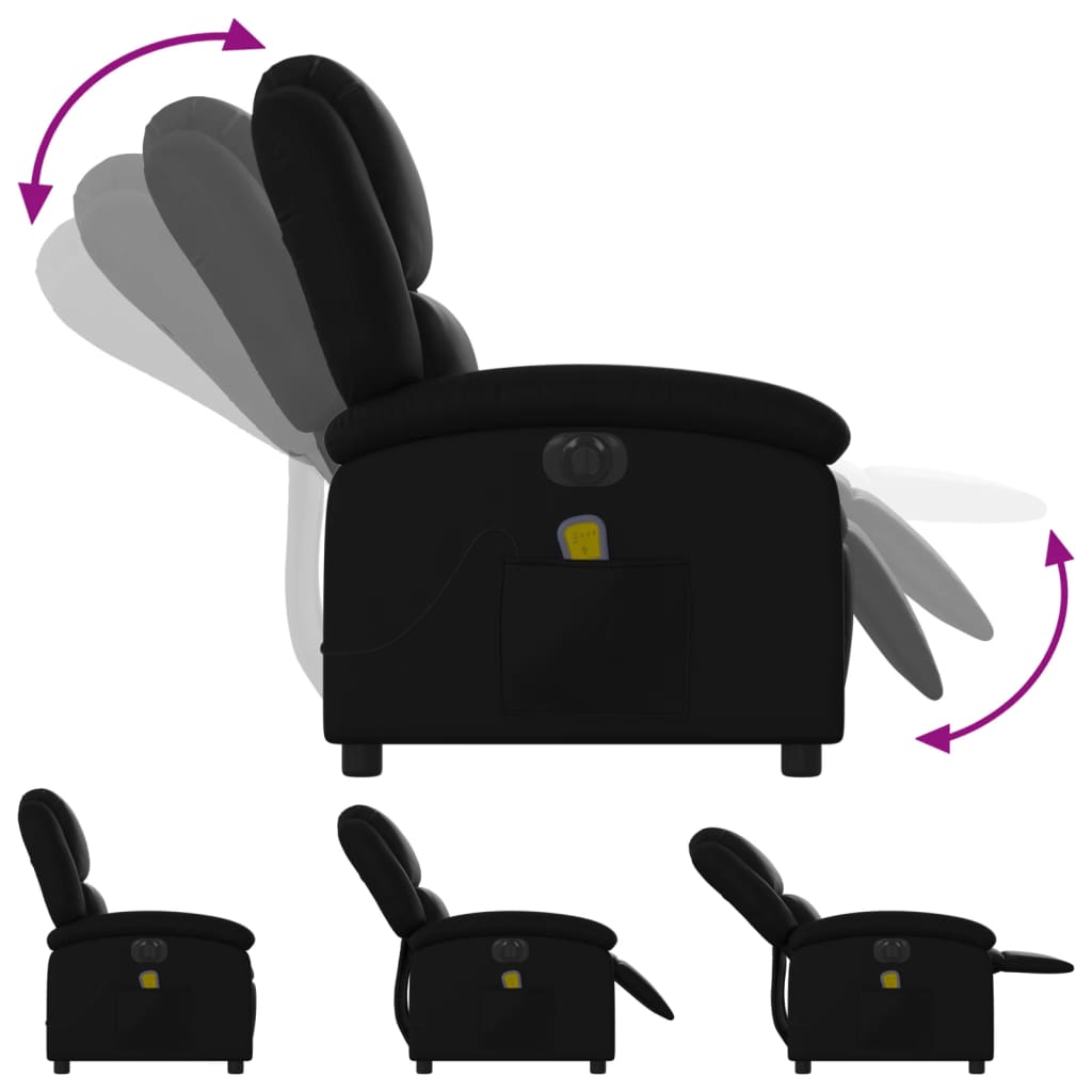 Fauteuil de massage inclinable électrique noir similicuir Fauteuils vidaXL   