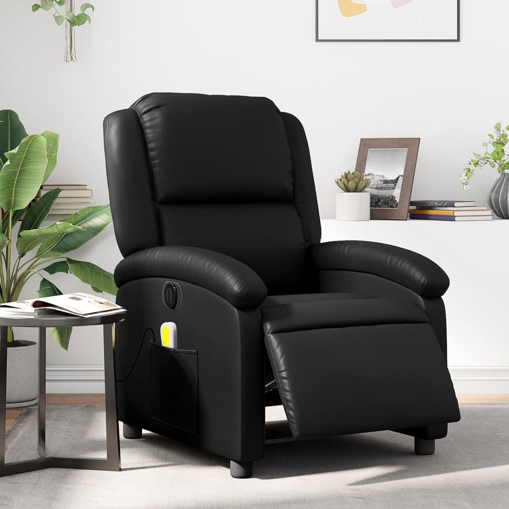 Fauteuil de massage inclinable électrique noir similicuir Fauteuils vidaXL   