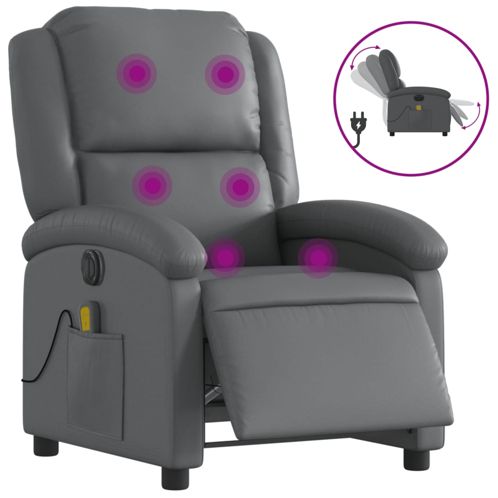 Fauteuil de massage inclinable électrique gris similicuir Fauteuils vidaXL   