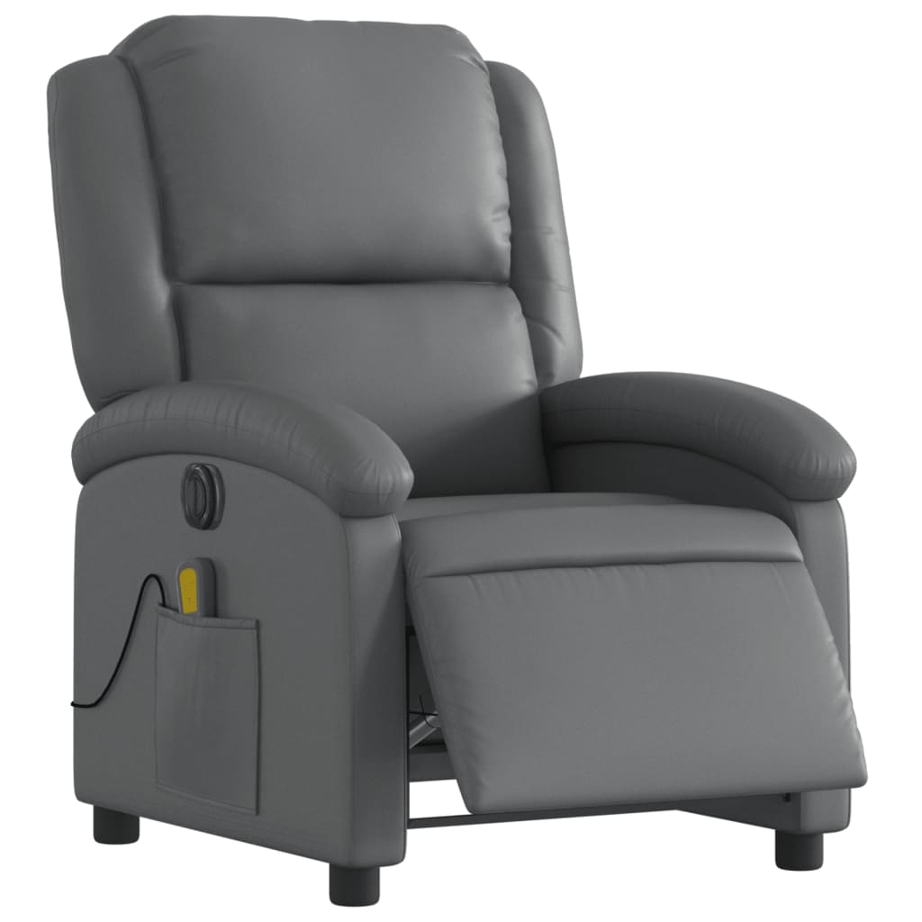 Fauteuil de massage inclinable électrique gris similicuir Fauteuils vidaXL   