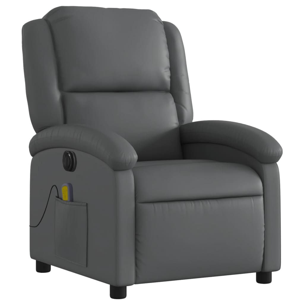 Fauteuil de massage inclinable électrique gris similicuir Fauteuils vidaXL   