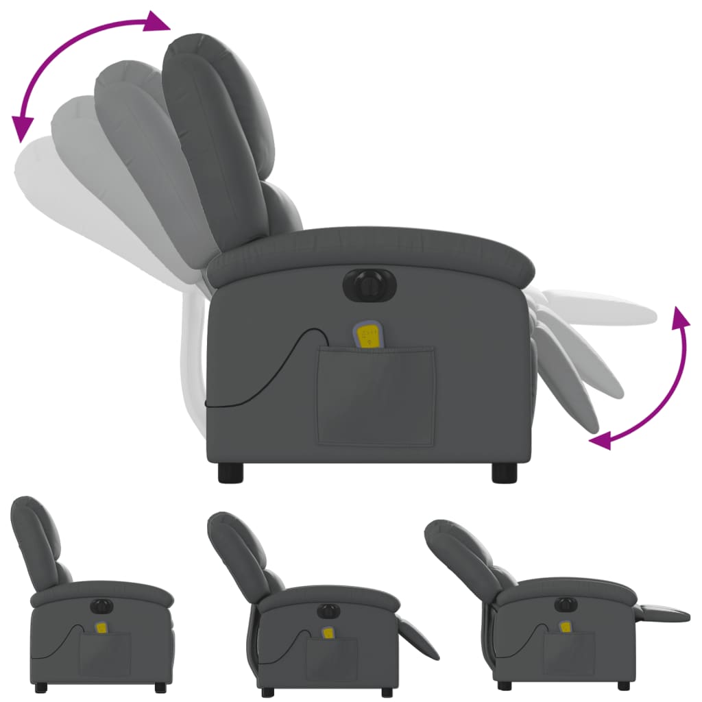 Fauteuil de massage inclinable électrique gris similicuir Fauteuils vidaXL   