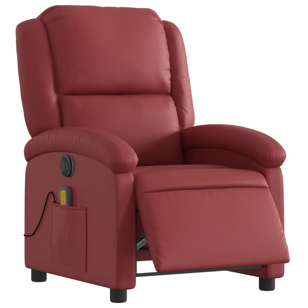 Fauteuil de massage inclinable électrique rouge bordeaux Fauteuils vidaXL   