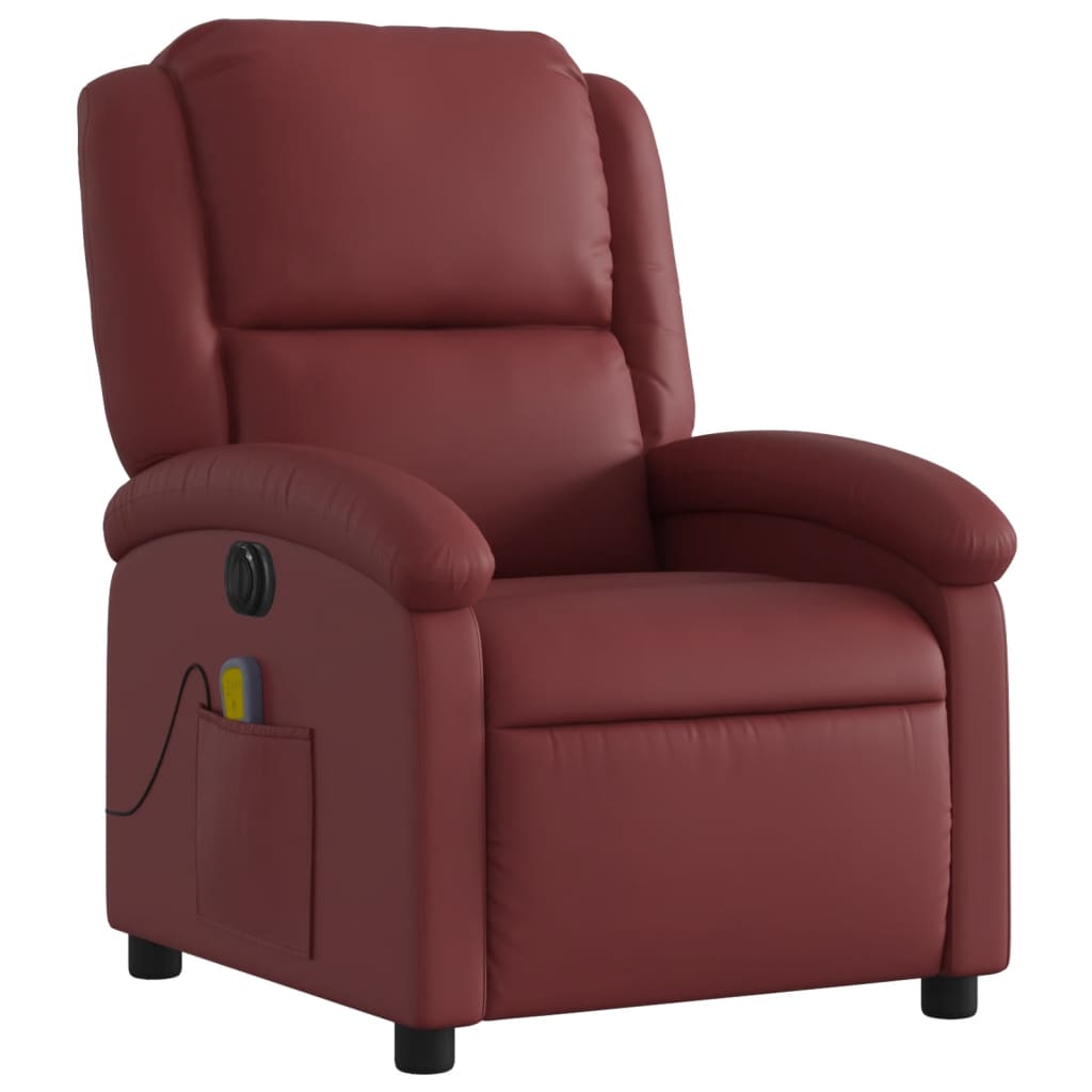 Fauteuil de massage inclinable électrique rouge bordeaux Fauteuils vidaXL   