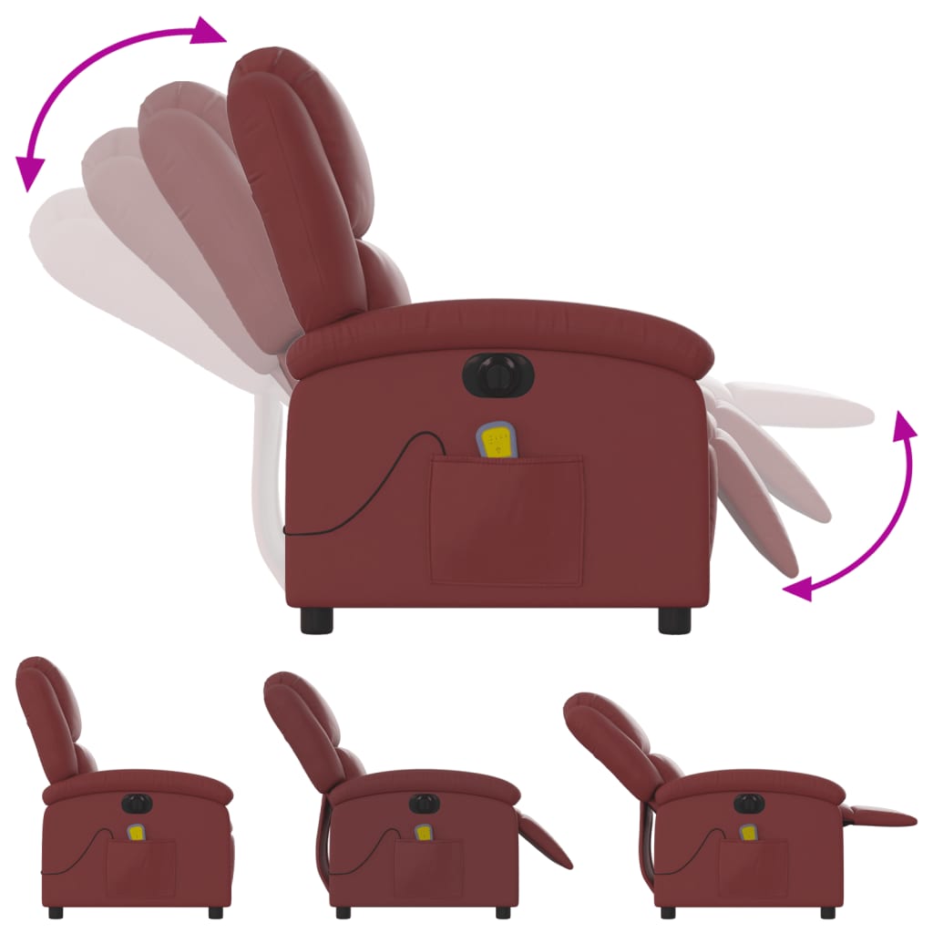 Fauteuil de massage inclinable électrique rouge bordeaux Fauteuils vidaXL   