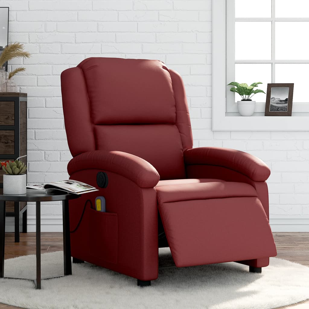 Fauteuil de massage inclinable électrique rouge bordeaux Fauteuils vidaXL   