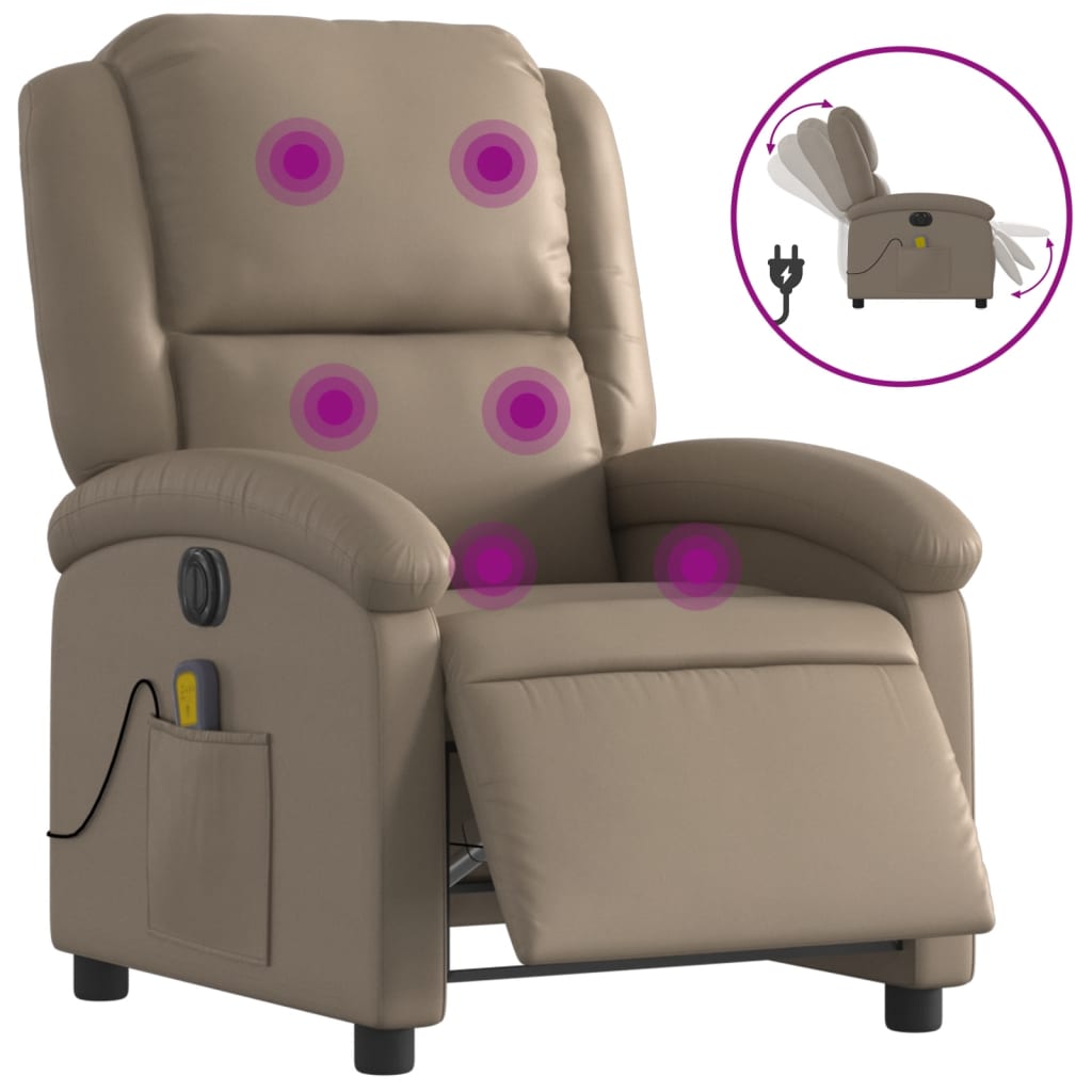 Fauteuil de massage inclinable électrique cappuccino similicuir Fauteuils vidaXL   