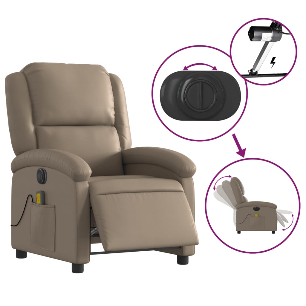 Fauteuil de massage inclinable électrique cappuccino similicuir Fauteuils vidaXL   