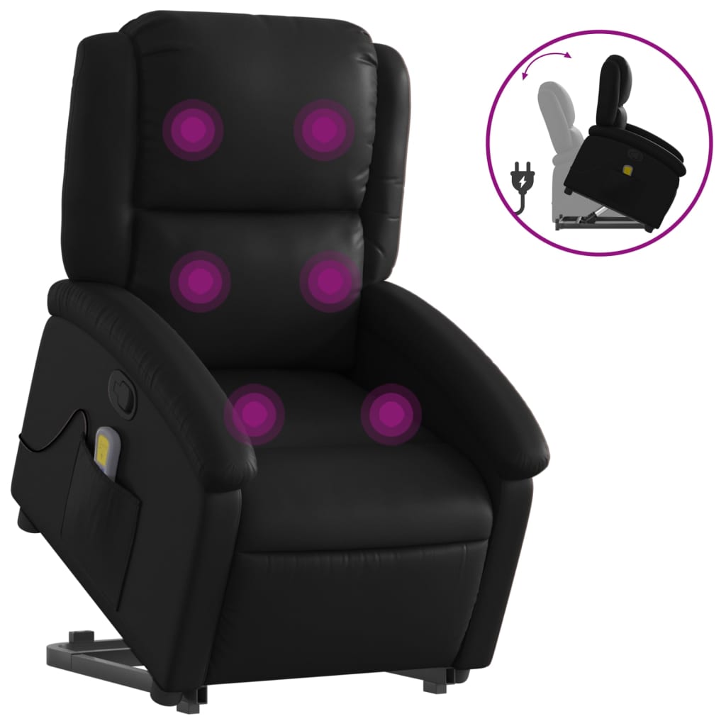 Fauteuil inclinable de massage Noir Similicuir Fauteuils vidaXL   