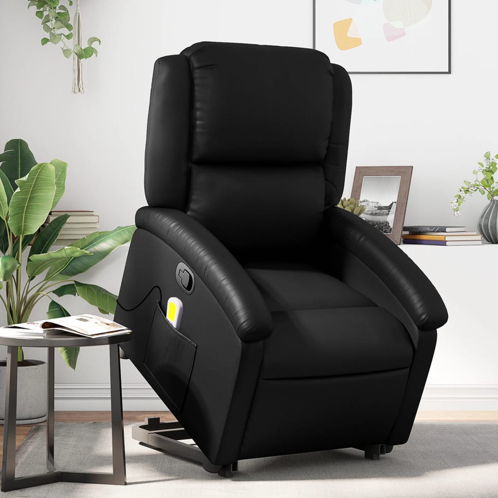 Fauteuil inclinable de massage Noir Similicuir Fauteuils vidaXL   