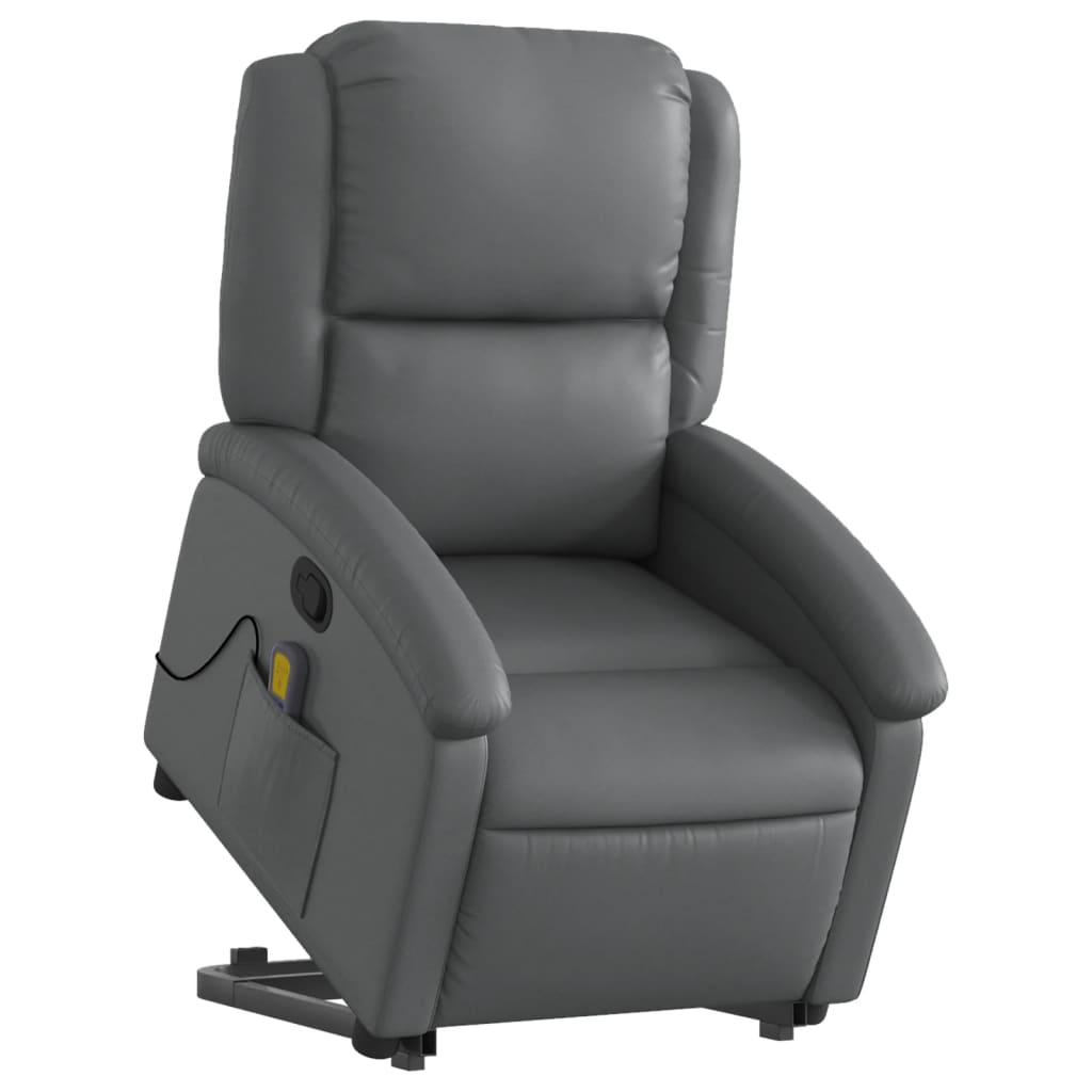 Fauteuil inclinable de massage Gris Similicuir Fauteuils vidaXL   