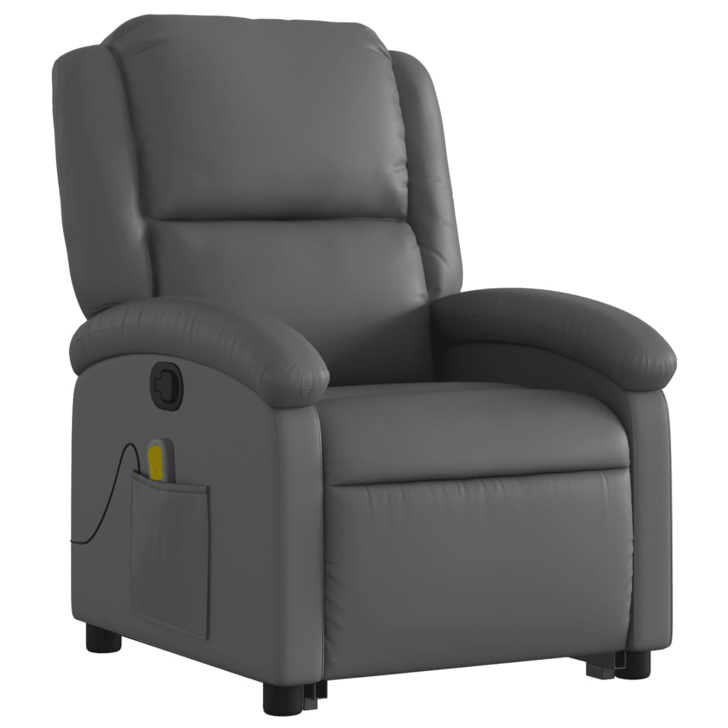 Fauteuil inclinable de massage Gris Similicuir Fauteuils vidaXL   