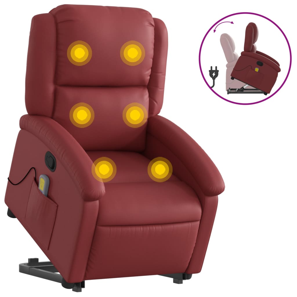 Fauteuil inclinable de massage Rouge bordeaux Similicuir Fauteuils vidaXL   