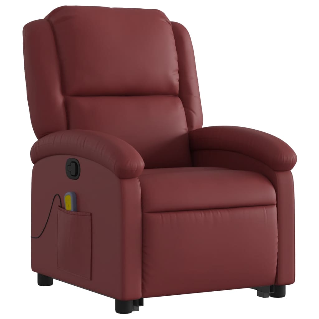 Fauteuil inclinable de massage Rouge bordeaux Similicuir Fauteuils vidaXL   