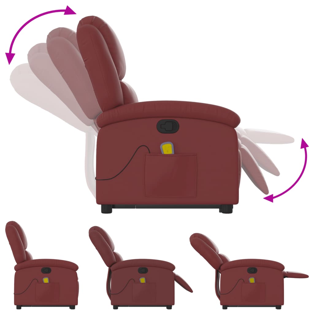 Fauteuil inclinable de massage Rouge bordeaux Similicuir Fauteuils vidaXL   