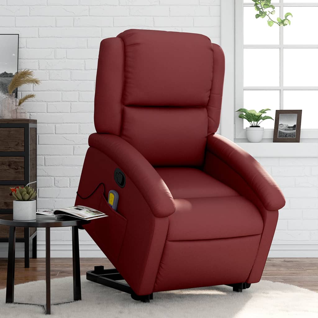 Fauteuil inclinable de massage Rouge bordeaux Similicuir Fauteuils vidaXL   