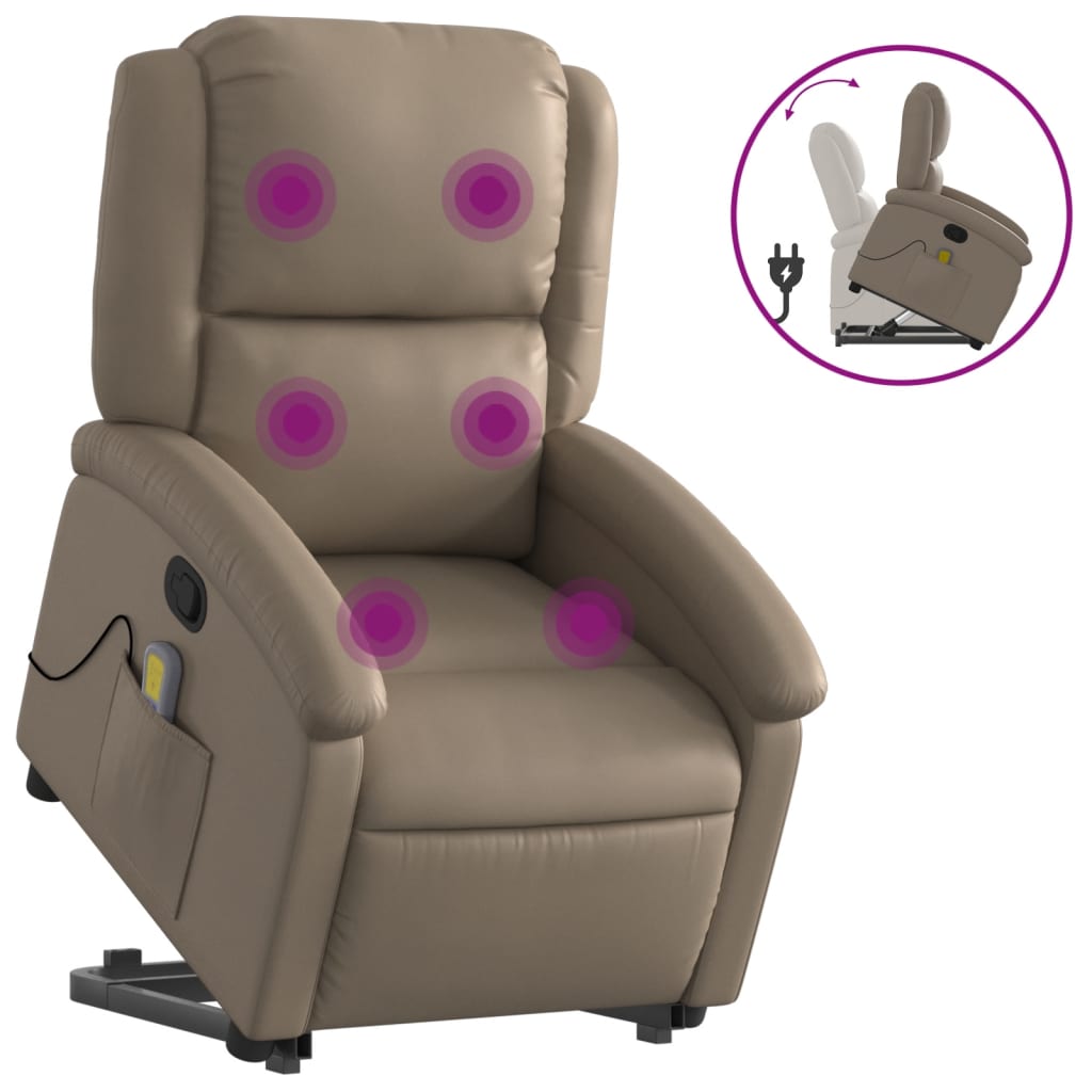 Fauteuil inclinable de massage Cappuccino Similicuir Fauteuils vidaXL   