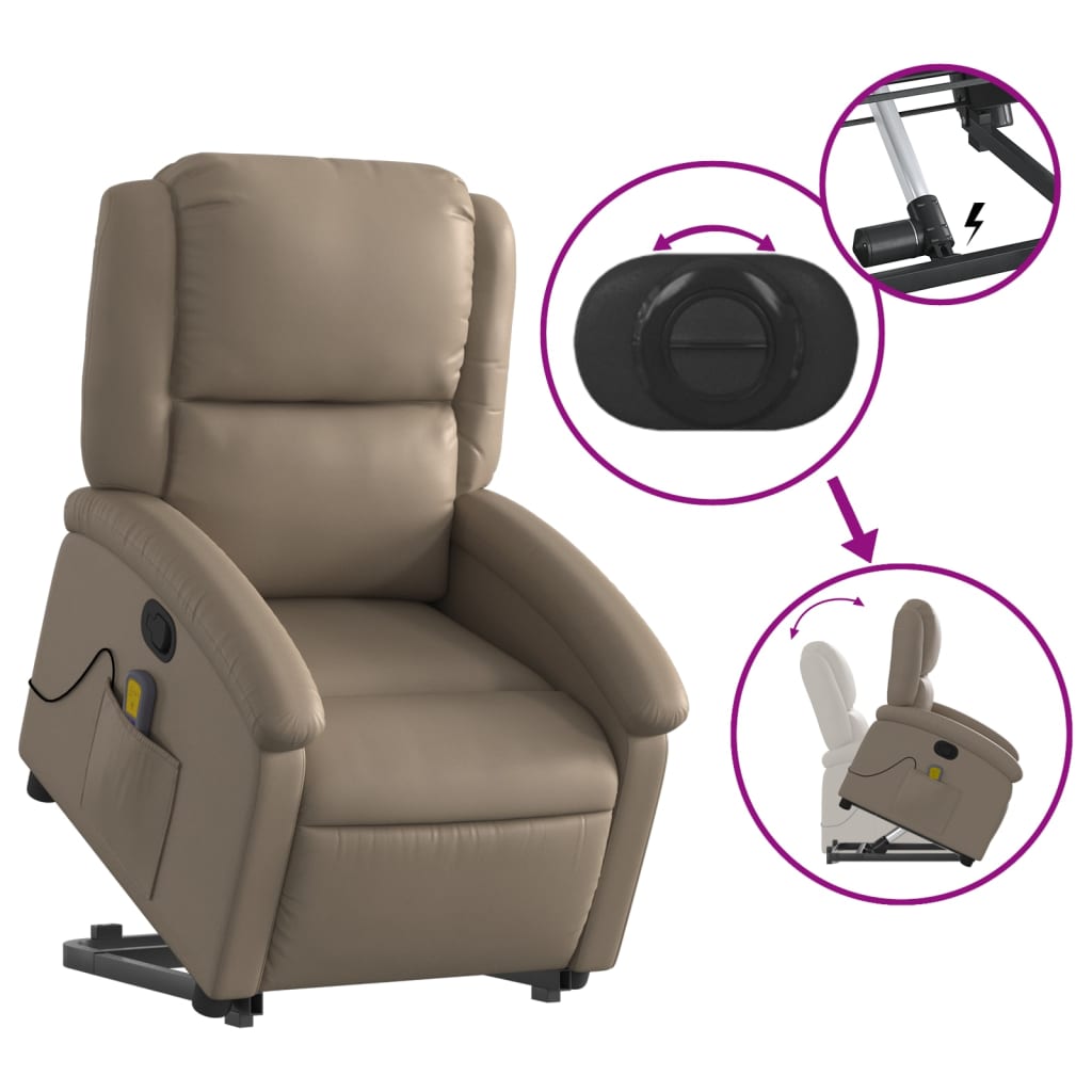 Fauteuil inclinable de massage Cappuccino Similicuir Fauteuils vidaXL   