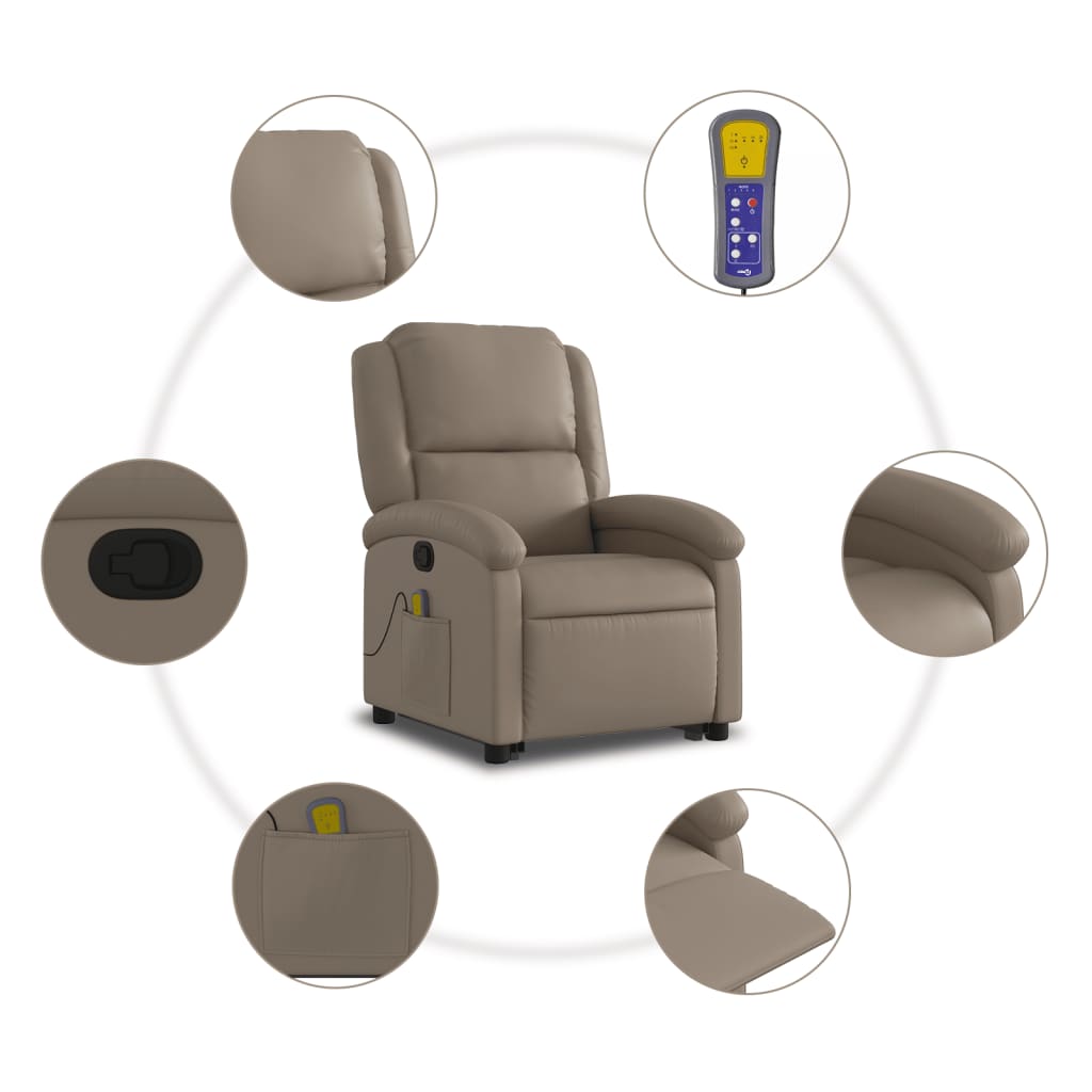 Fauteuil inclinable de massage Cappuccino Similicuir Fauteuils vidaXL   