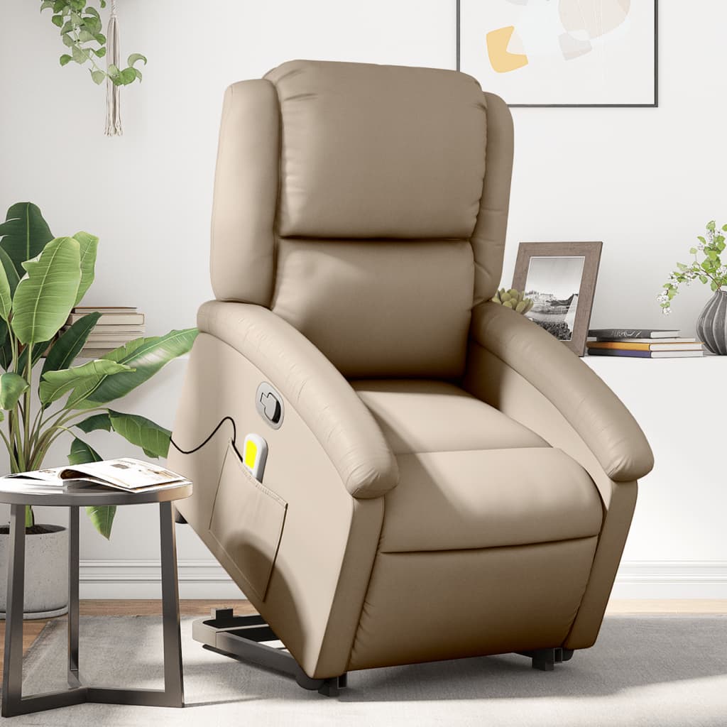 Fauteuil inclinable de massage Cappuccino Similicuir Fauteuils vidaXL   