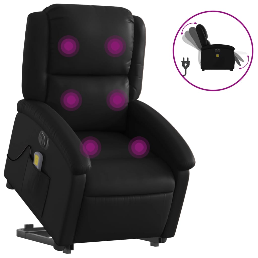 Fauteuil inclinable de massage électrique noir similicuir Fauteuils vidaXL   