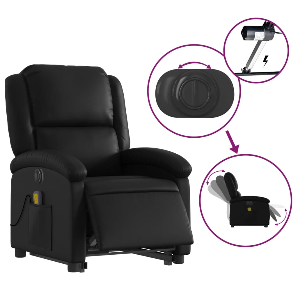 Fauteuil inclinable de massage électrique noir similicuir Fauteuils vidaXL   