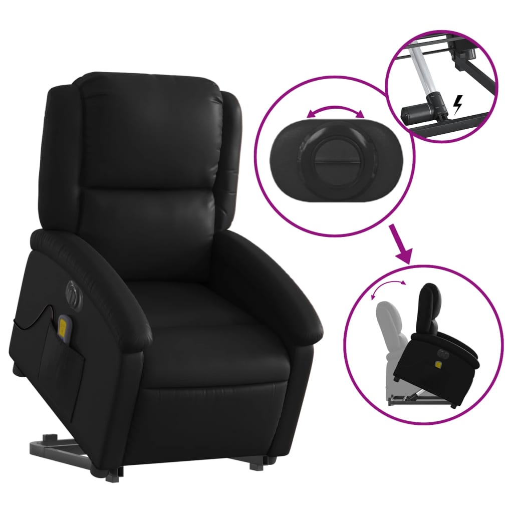 Fauteuil inclinable de massage électrique noir similicuir Fauteuils vidaXL   