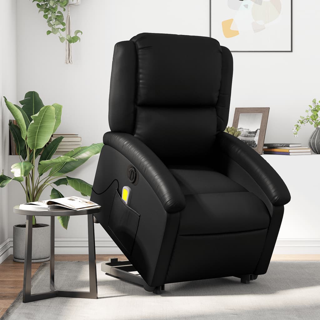 Fauteuil inclinable de massage électrique noir similicuir Fauteuils vidaXL   