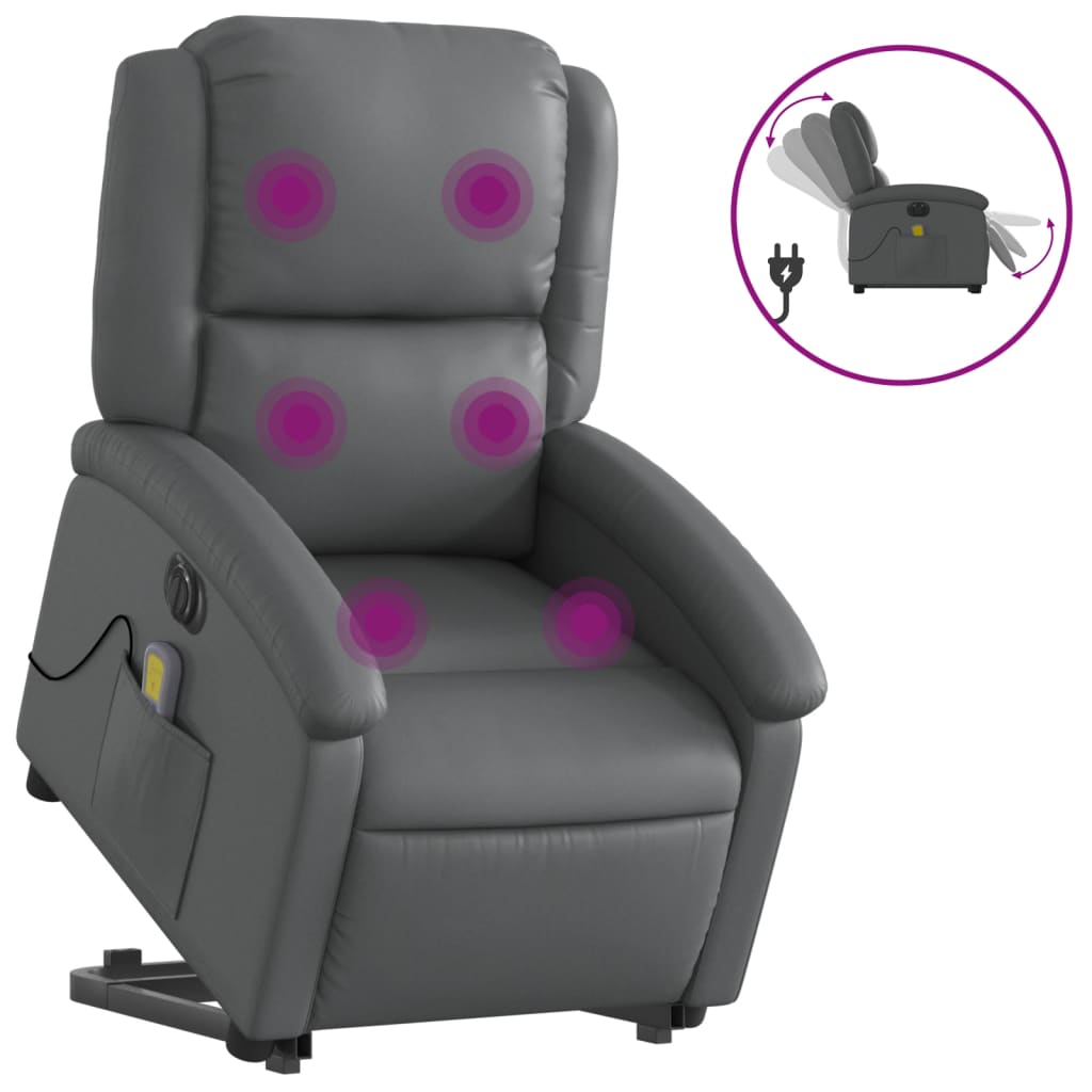 Fauteuil inclinable de massage électrique gris similicuir Fauteuils vidaXL   