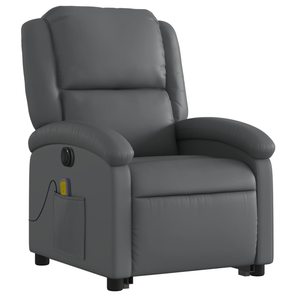 Fauteuil inclinable de massage électrique gris similicuir Fauteuils vidaXL   