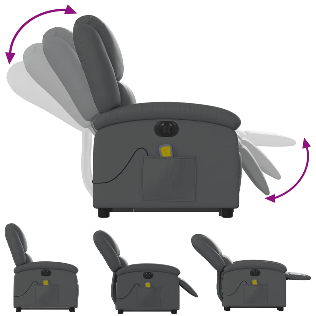 Fauteuil inclinable de massage électrique gris similicuir Fauteuils vidaXL   