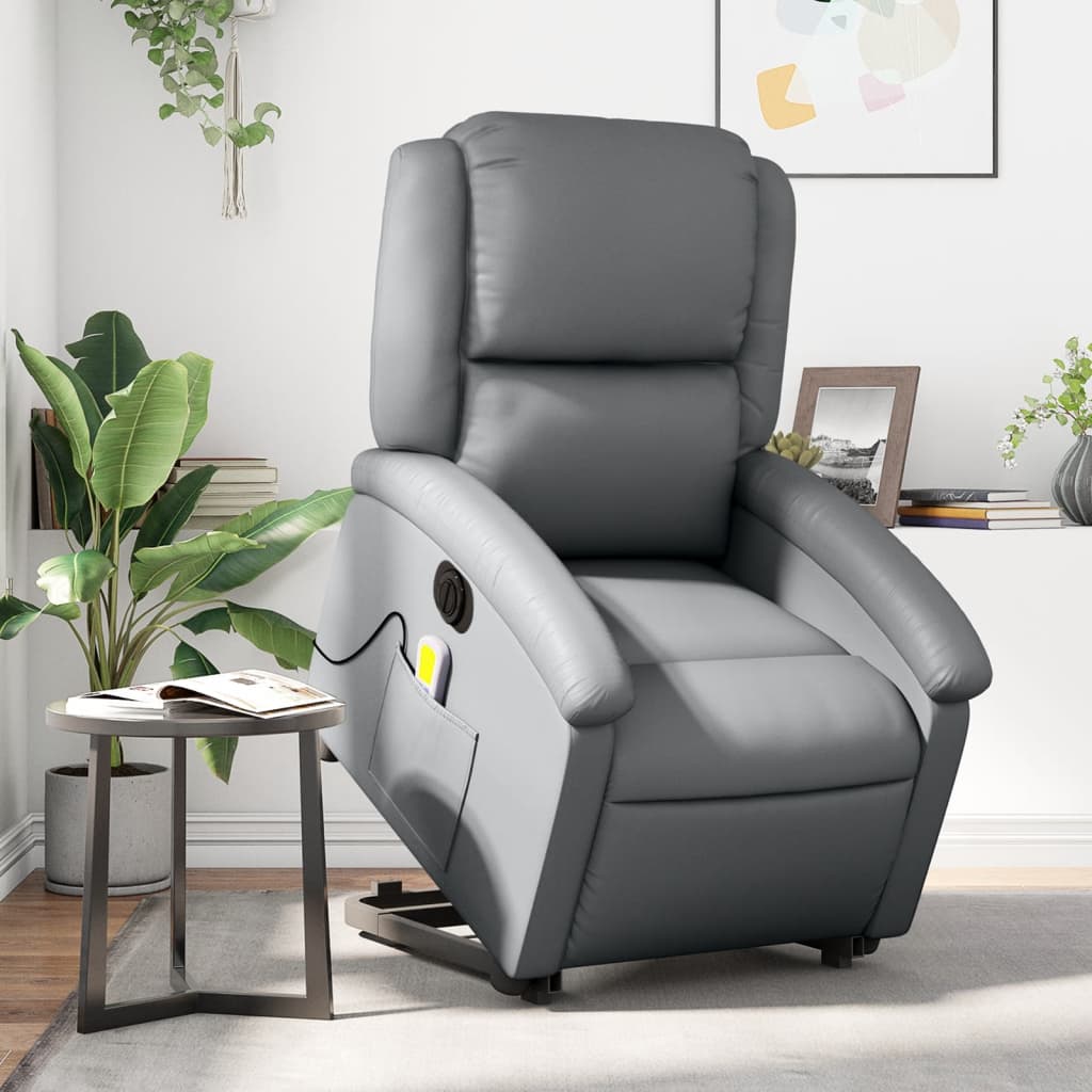 Fauteuil inclinable de massage électrique gris similicuir Fauteuils vidaXL   