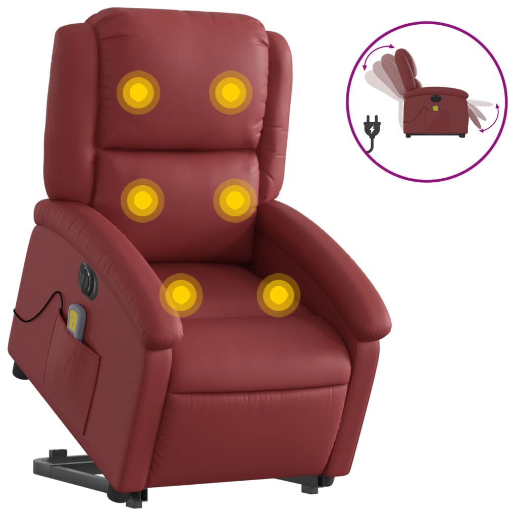 Fauteuil inclinable de massage électrique rouge bordeaux Fauteuils vidaXL   