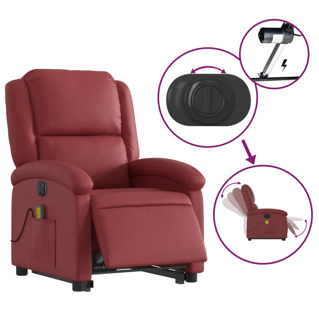 Fauteuil inclinable de massage électrique rouge bordeaux Fauteuils vidaXL   