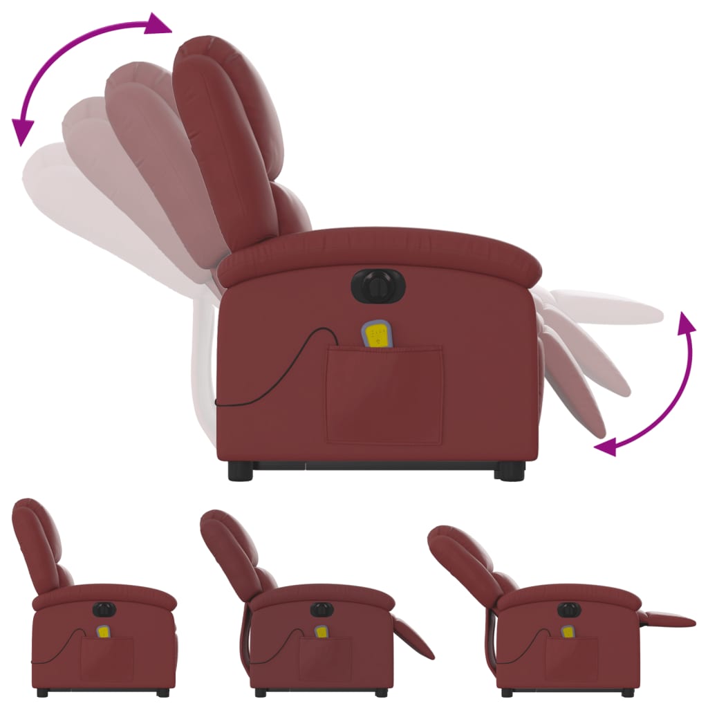 Fauteuil inclinable de massage électrique rouge bordeaux Fauteuils vidaXL   