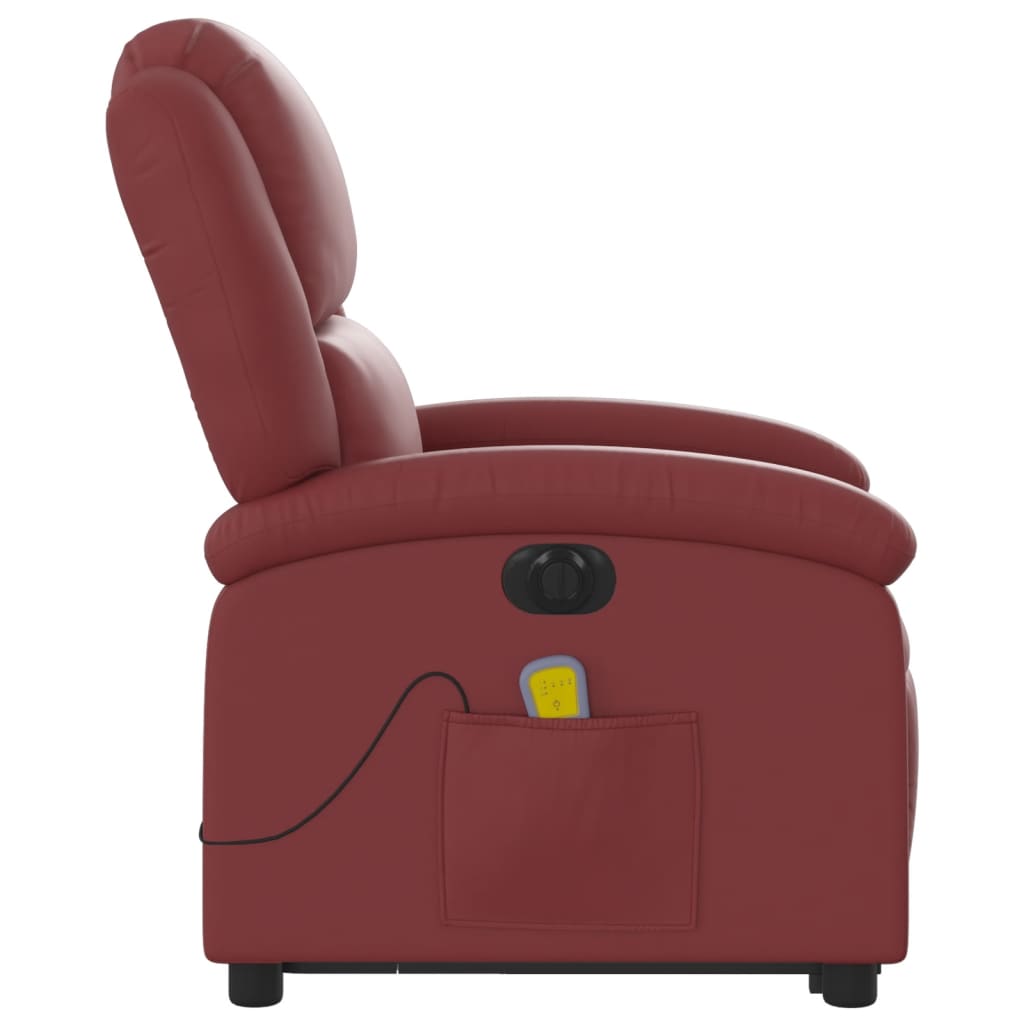 Fauteuil inclinable de massage électrique rouge bordeaux Fauteuils vidaXL   