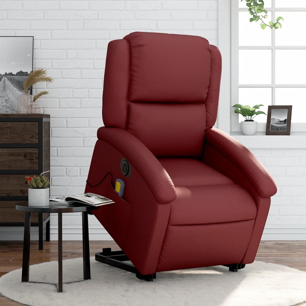 Fauteuil inclinable de massage électrique rouge bordeaux Fauteuils vidaXL   