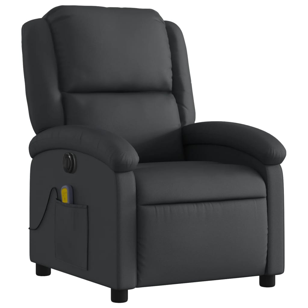 Fauteuil de massage inclinable électrique noir cuir véritable Fauteuils vidaXL   