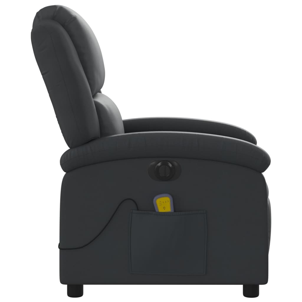 Fauteuil de massage inclinable électrique noir cuir véritable Fauteuils vidaXL   