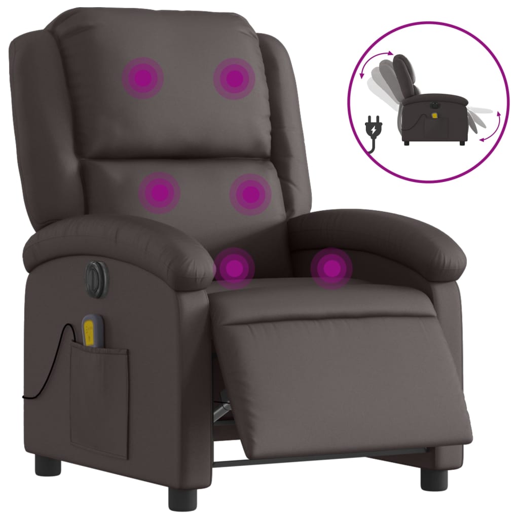 Fauteuil de massage inclinable électrique marron foncé Fauteuils vidaXL   