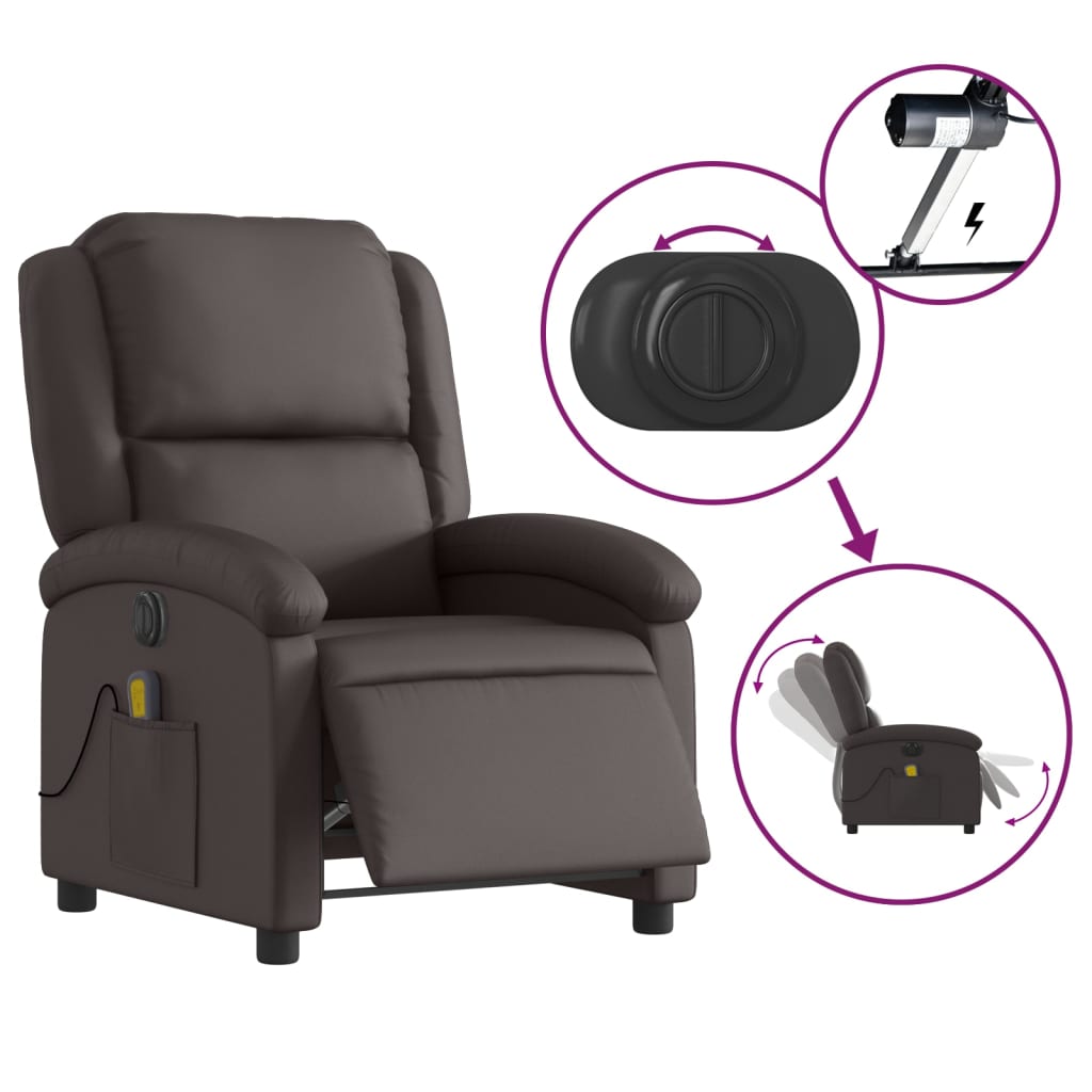 Fauteuil de massage inclinable électrique marron foncé Fauteuils vidaXL   