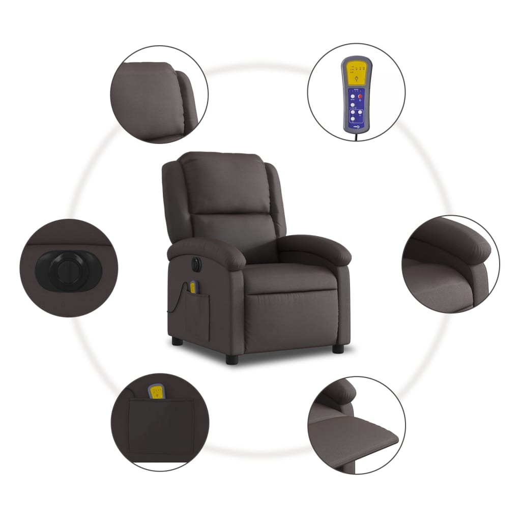 Fauteuil de massage inclinable électrique marron foncé Fauteuils vidaXL   